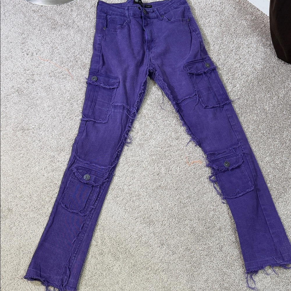 Kids Purple Cargo Jeans